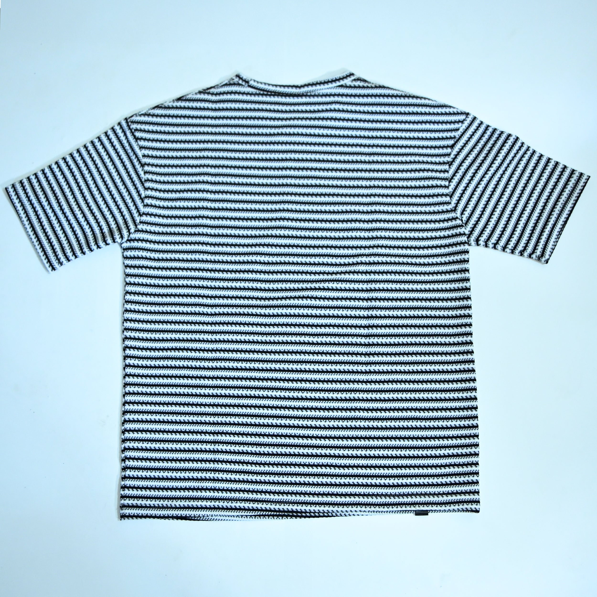 Black & White Textured Stripe Drop Shoulder T-Shirt