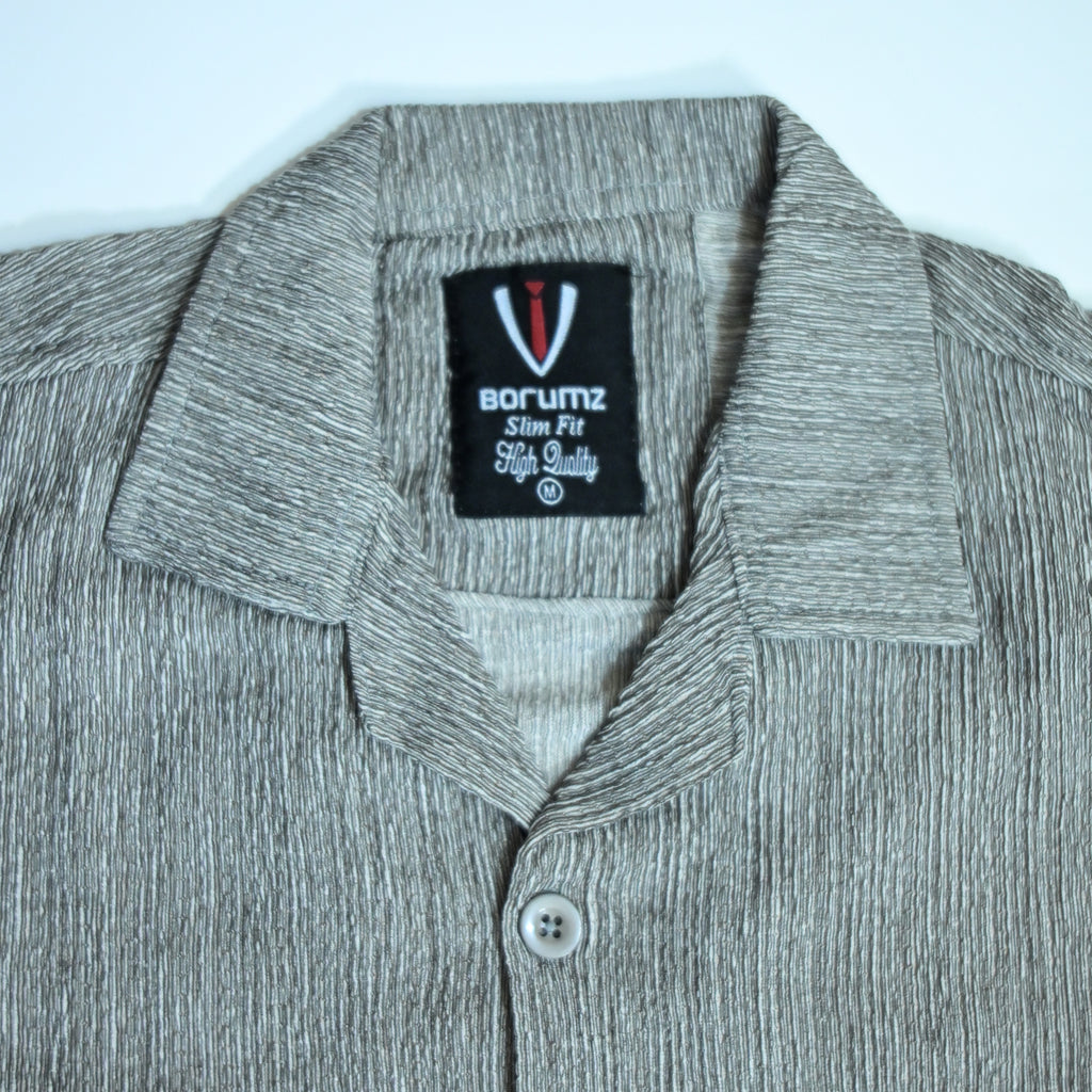 Heather Grey Textured Semi-Formal Shirt | Boxy fit | Unisex