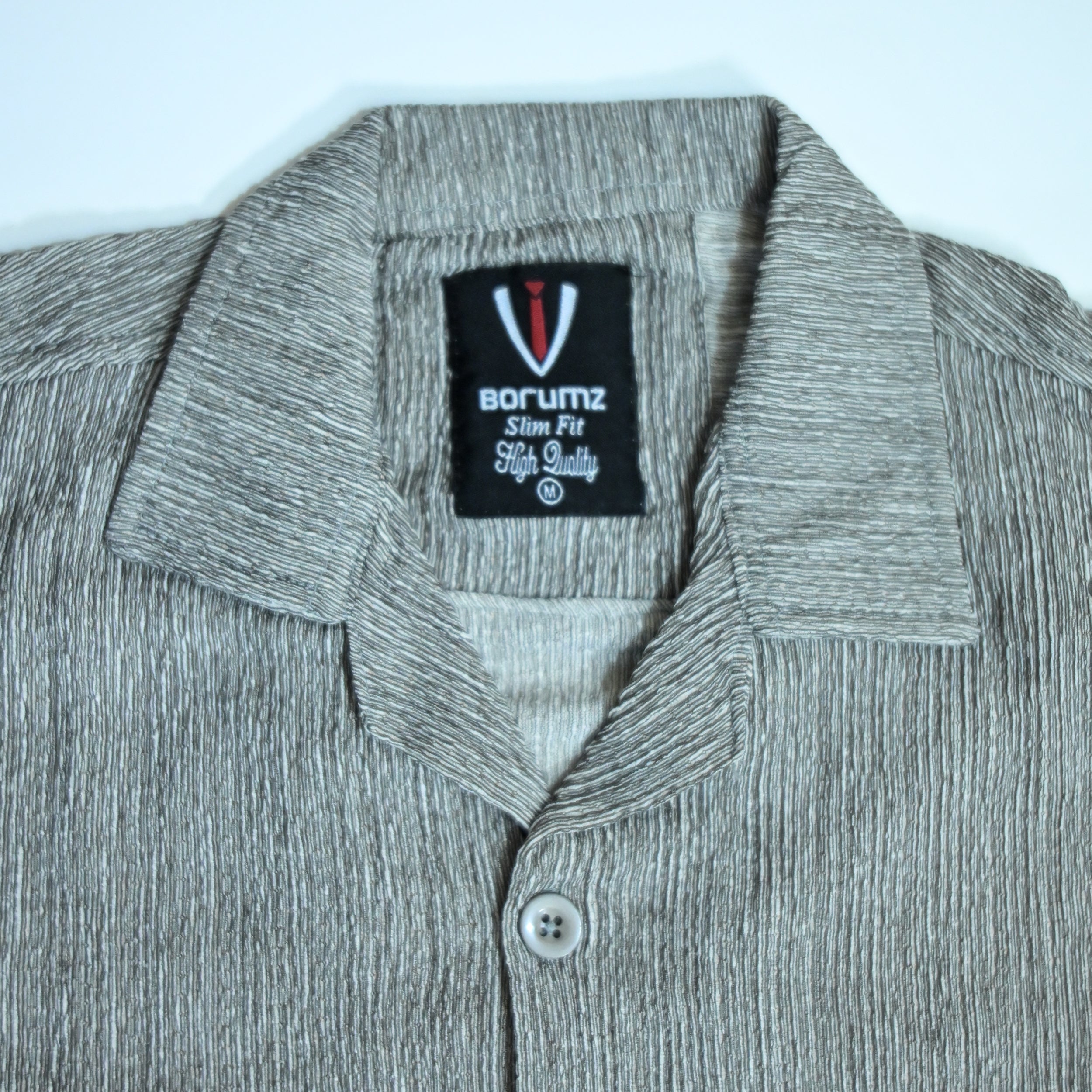 Heather Grey Textured Semi-Formal Shirt | Boxy fit | Unisex