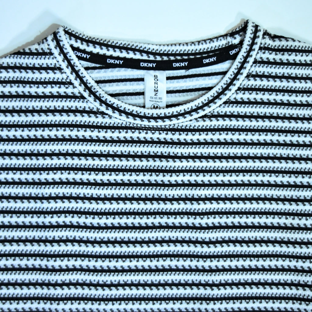 Black & White Textured Stripe Drop Shoulder T-Shirt