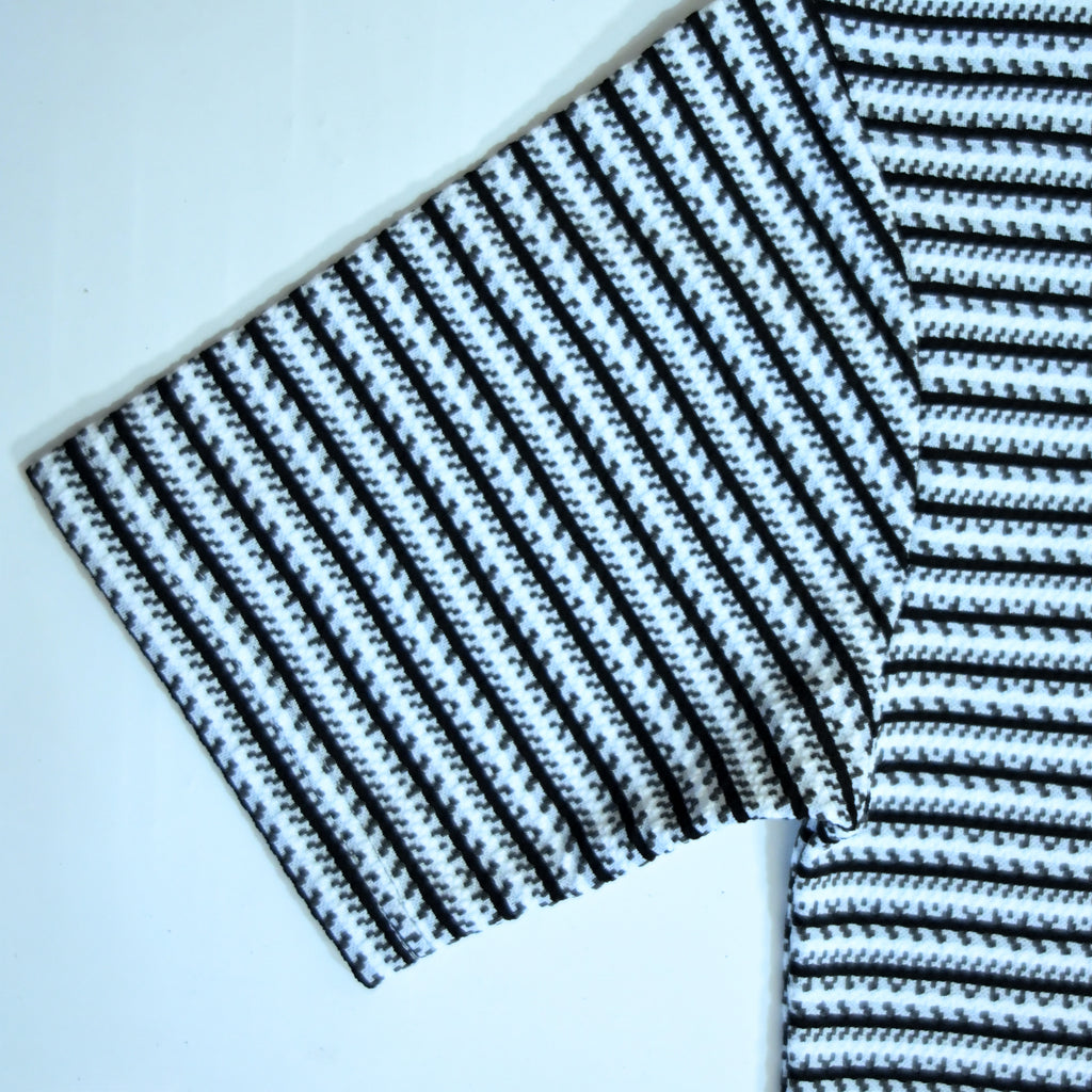 Black & White Textured Stripe Drop Shoulder T-Shirt