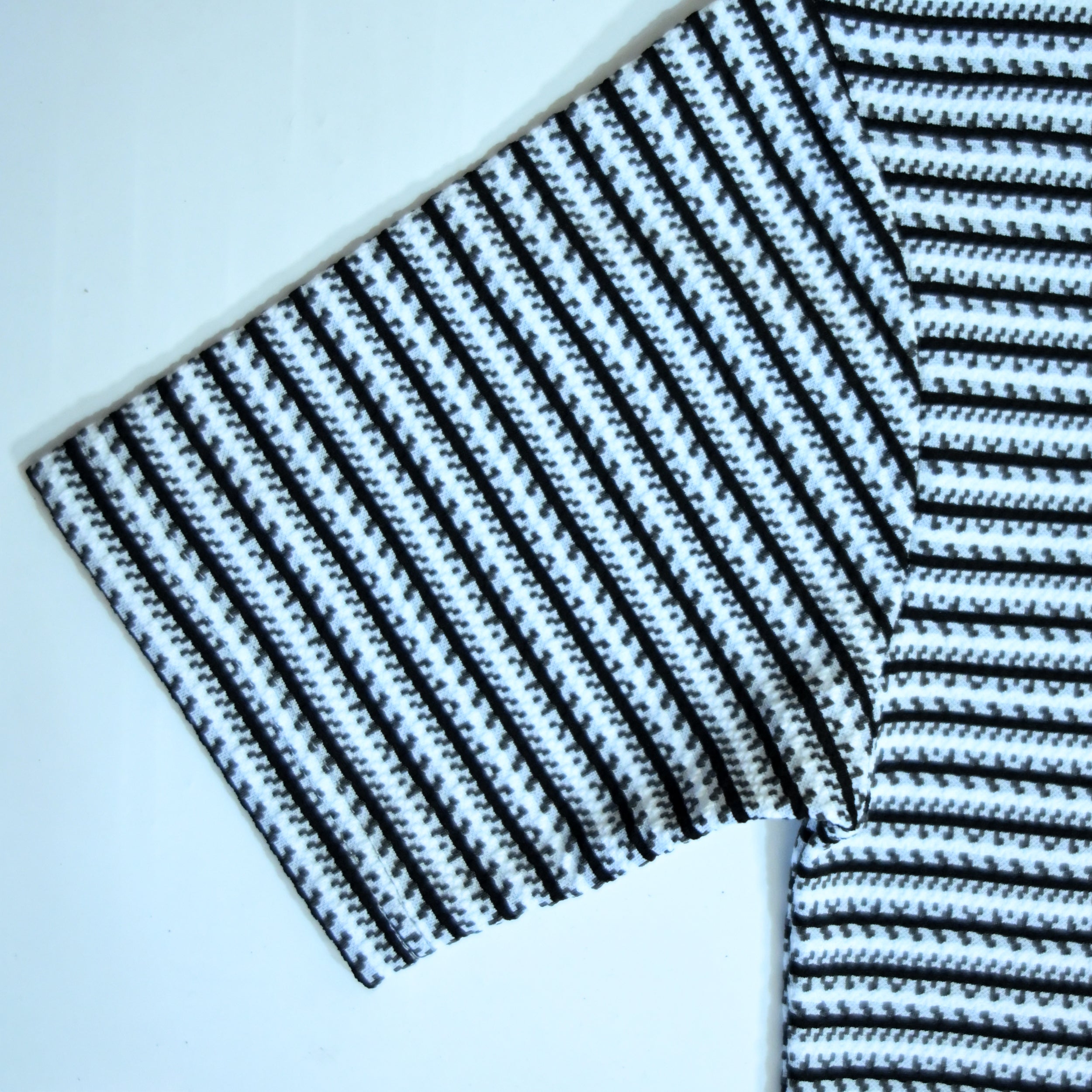 Black & White Textured Stripe Drop Shoulder T-Shirt