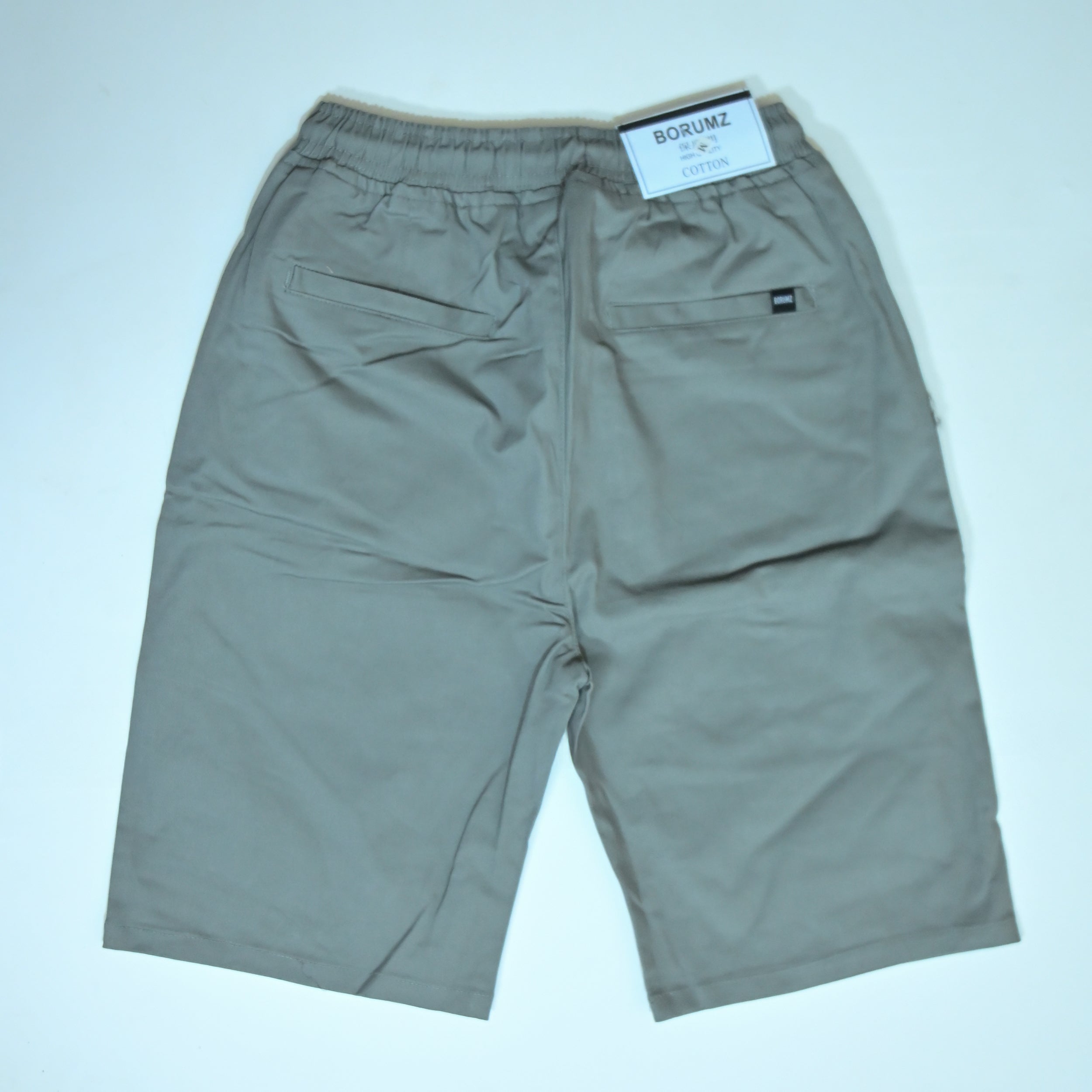 Cotton Twill Drawstring Shorts – Stone Grey