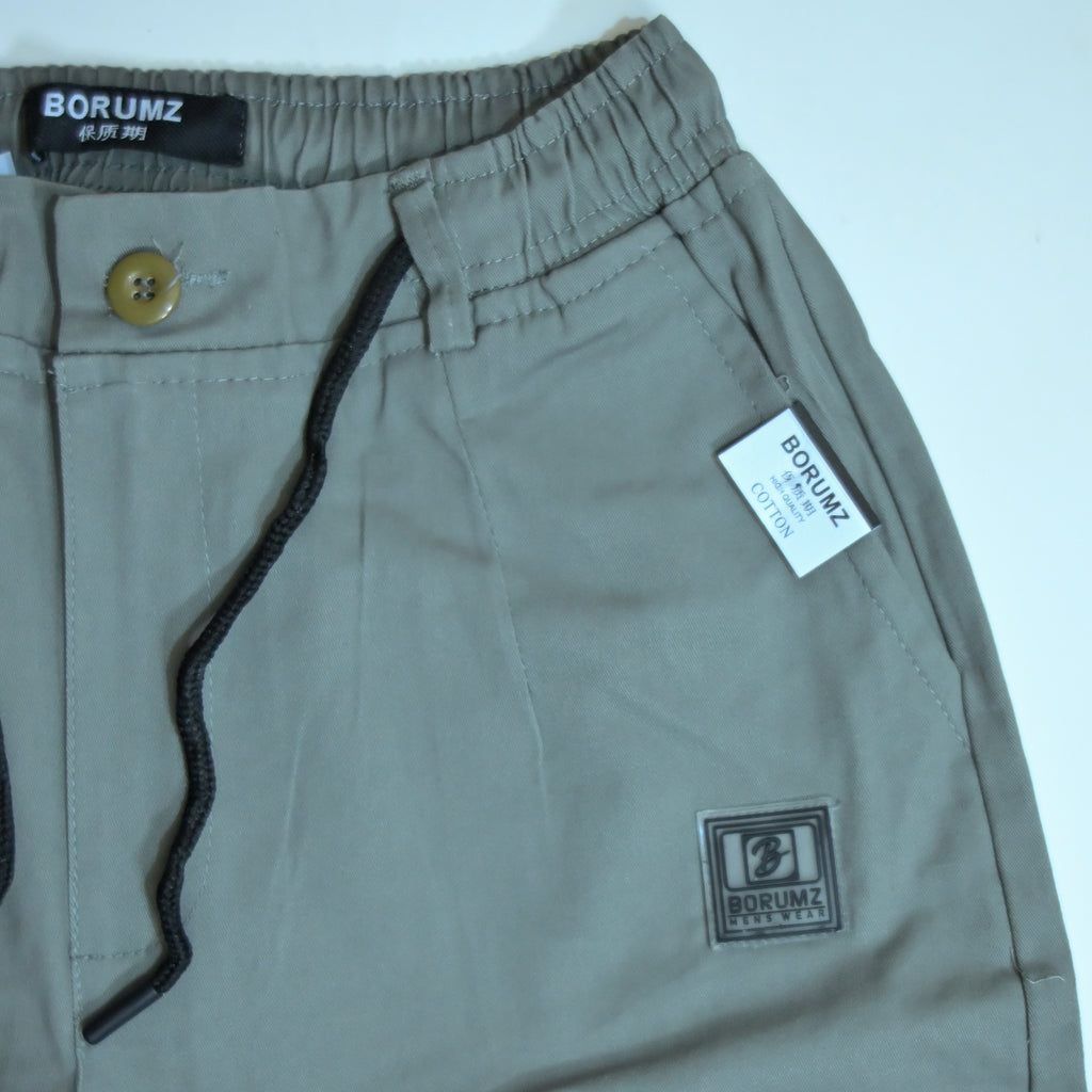 Cotton Twill Drawstring Shorts – Stone Grey
