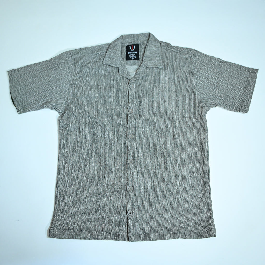 Heather Grey Textured Semi-Formal Shirt | Boxy fit | Unisex