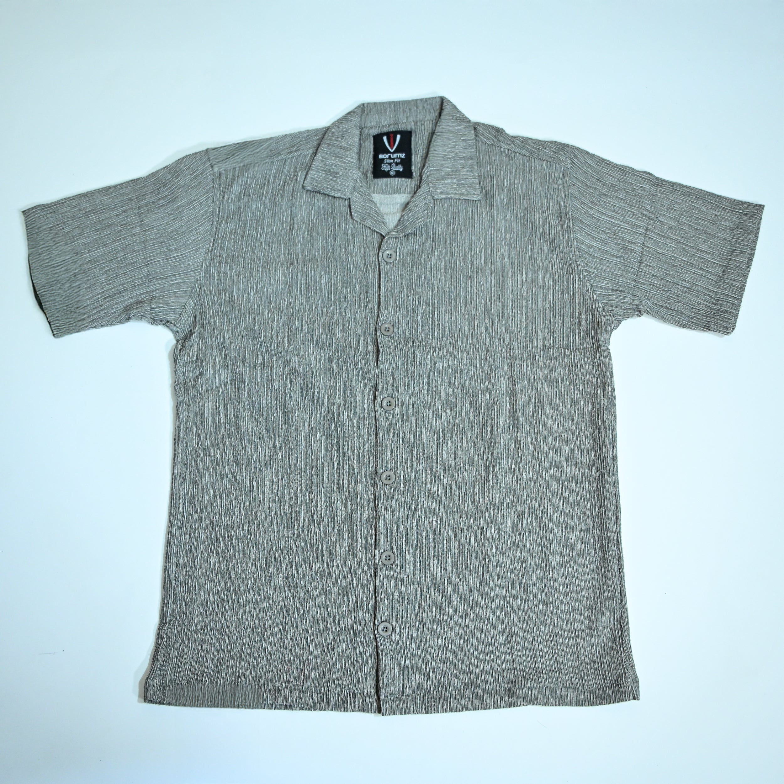 Heather Grey Textured Semi-Formal Shirt | Boxy fit | Unisex