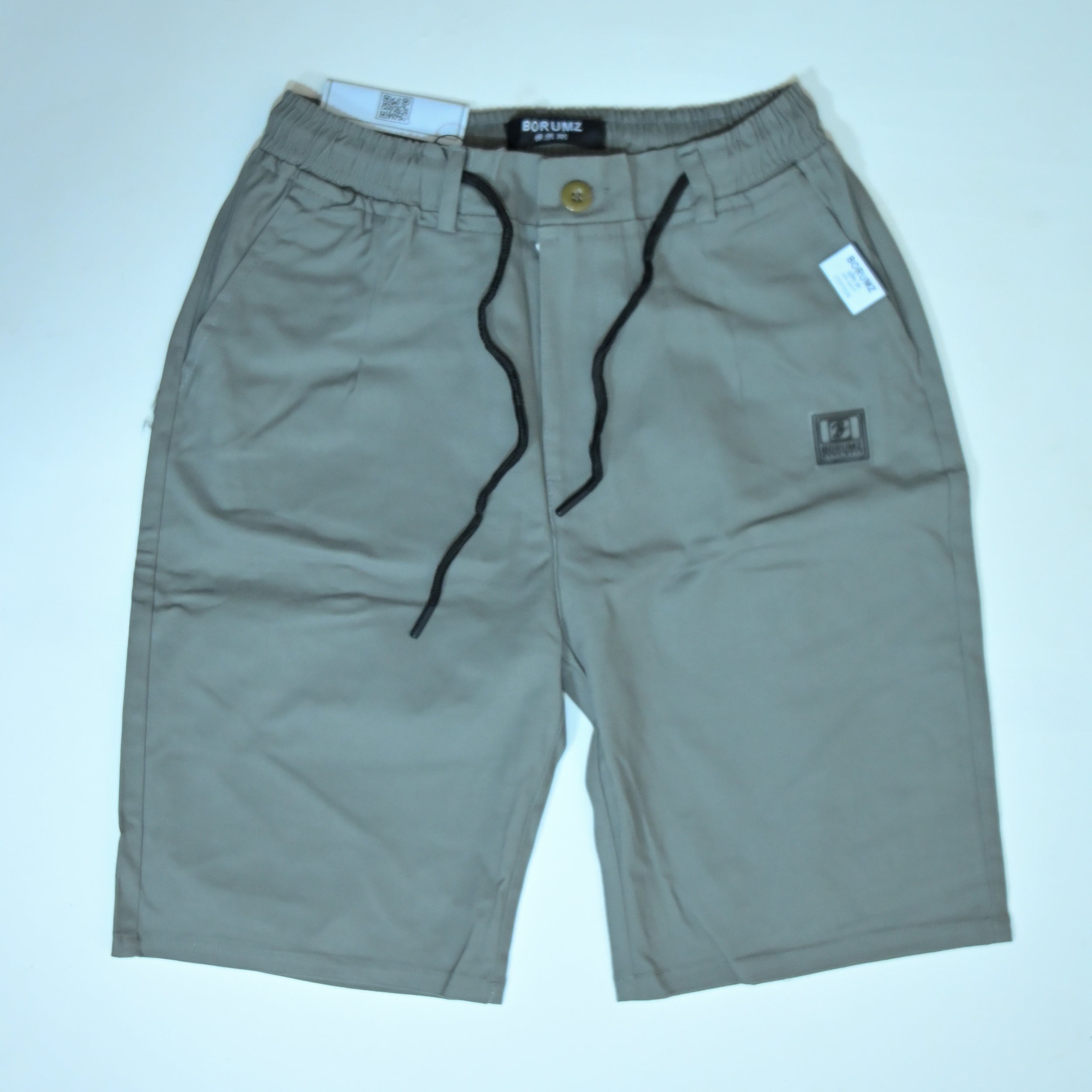 Cotton Twill Drawstring Shorts – Stone Grey