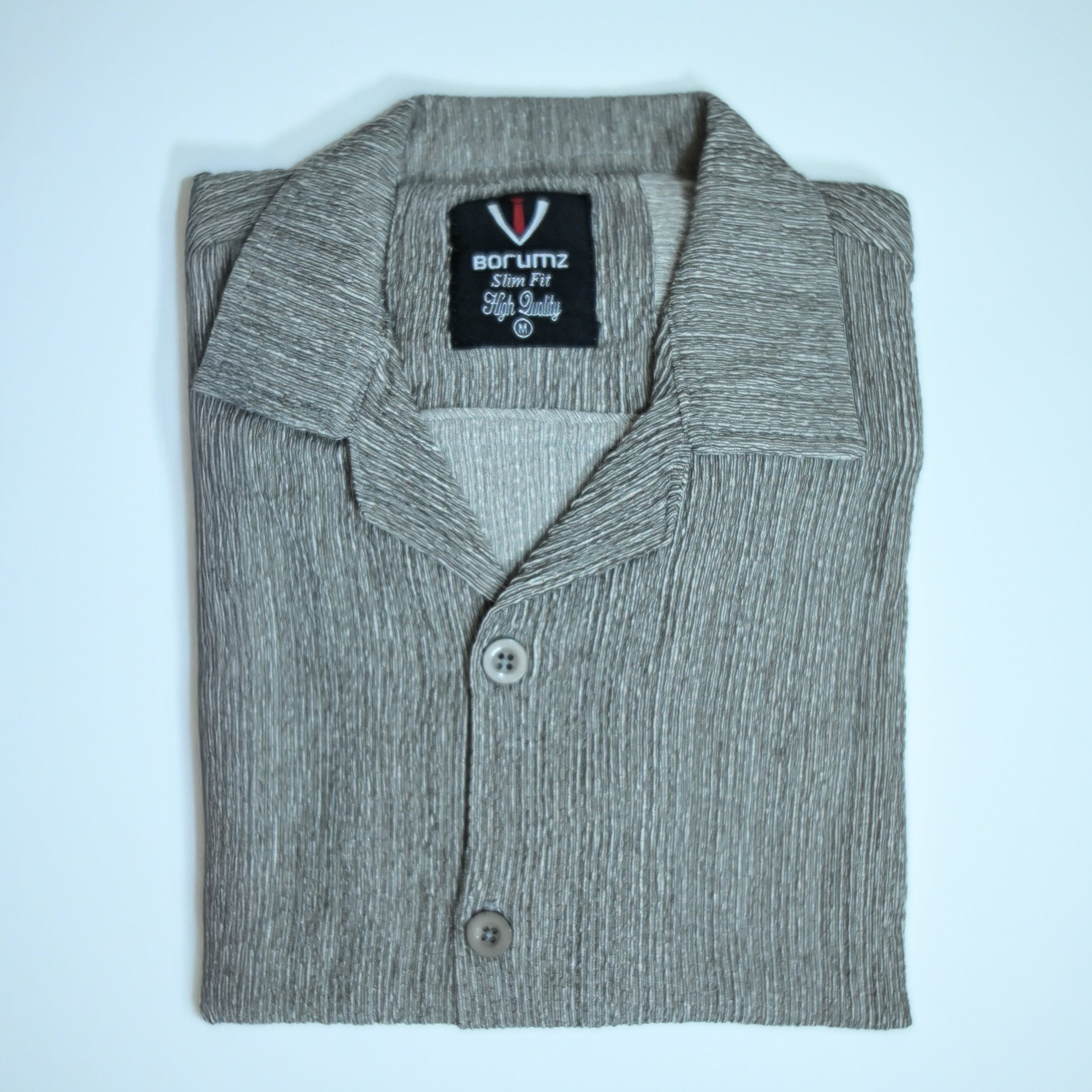 Heather Grey Textured Semi-Formal Shirt | Boxy fit | Unisex