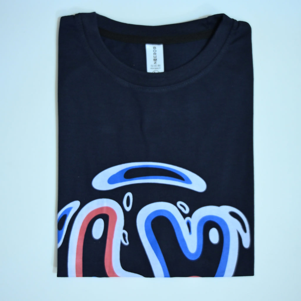 Regular Fit Graphic Print T-Shirt – Love Smile Design _ Dark Blue