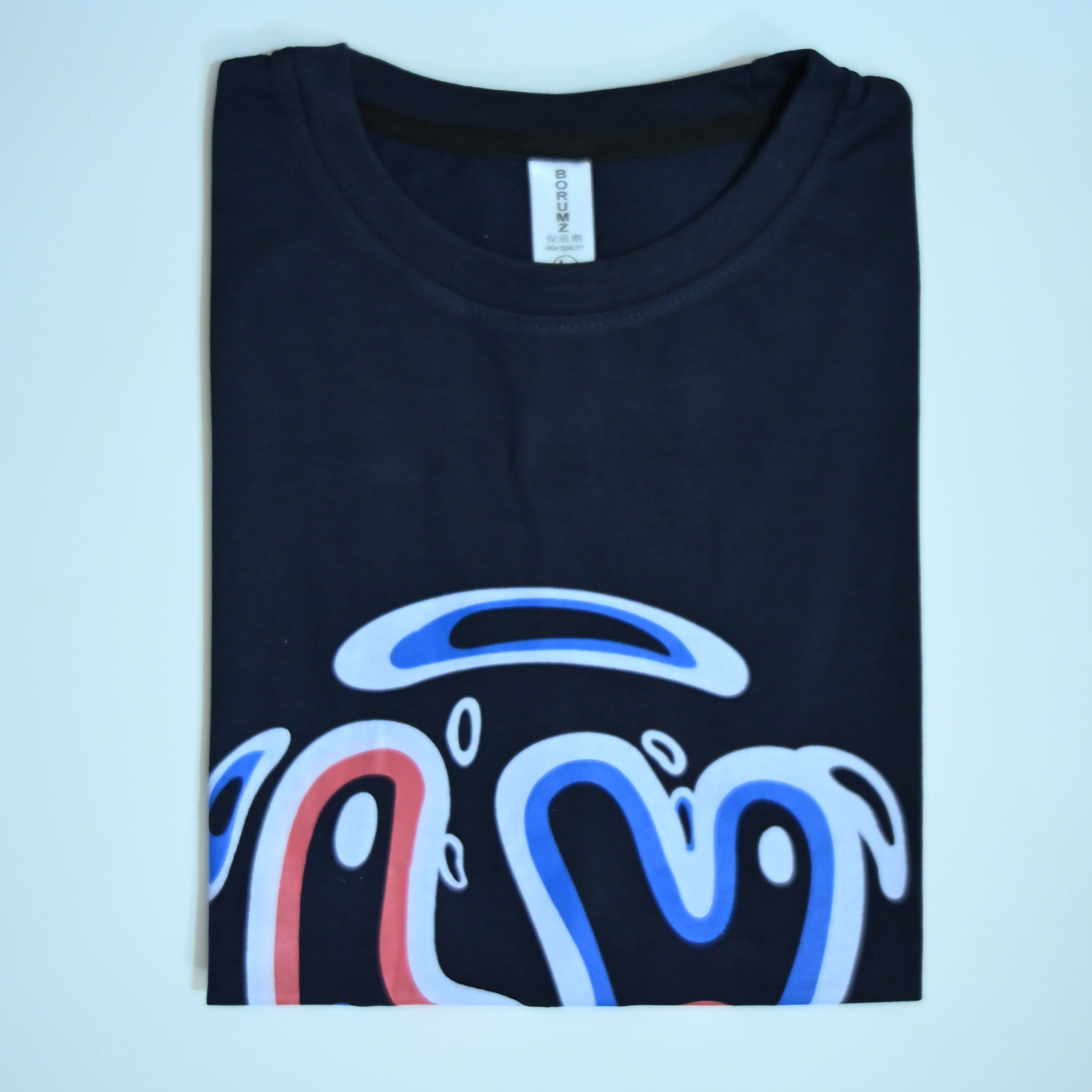 Regular Fit Graphic Print T-Shirt – Love Smile Design _ Dark Blue