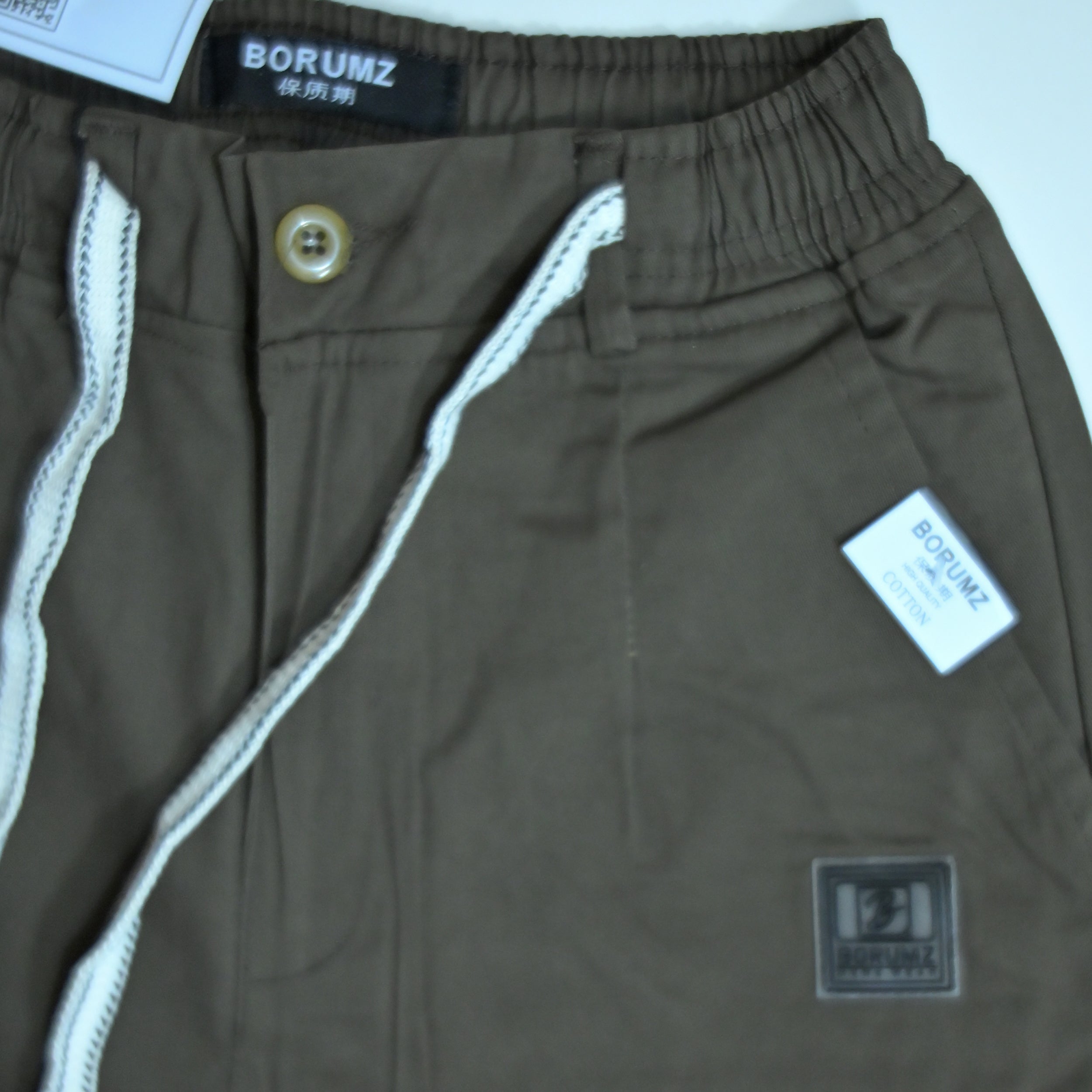 Cotton Twill Drawstring Shorts – Olive Brown