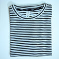 Black & White Textured Stripe Drop Shoulder T-Shirt
