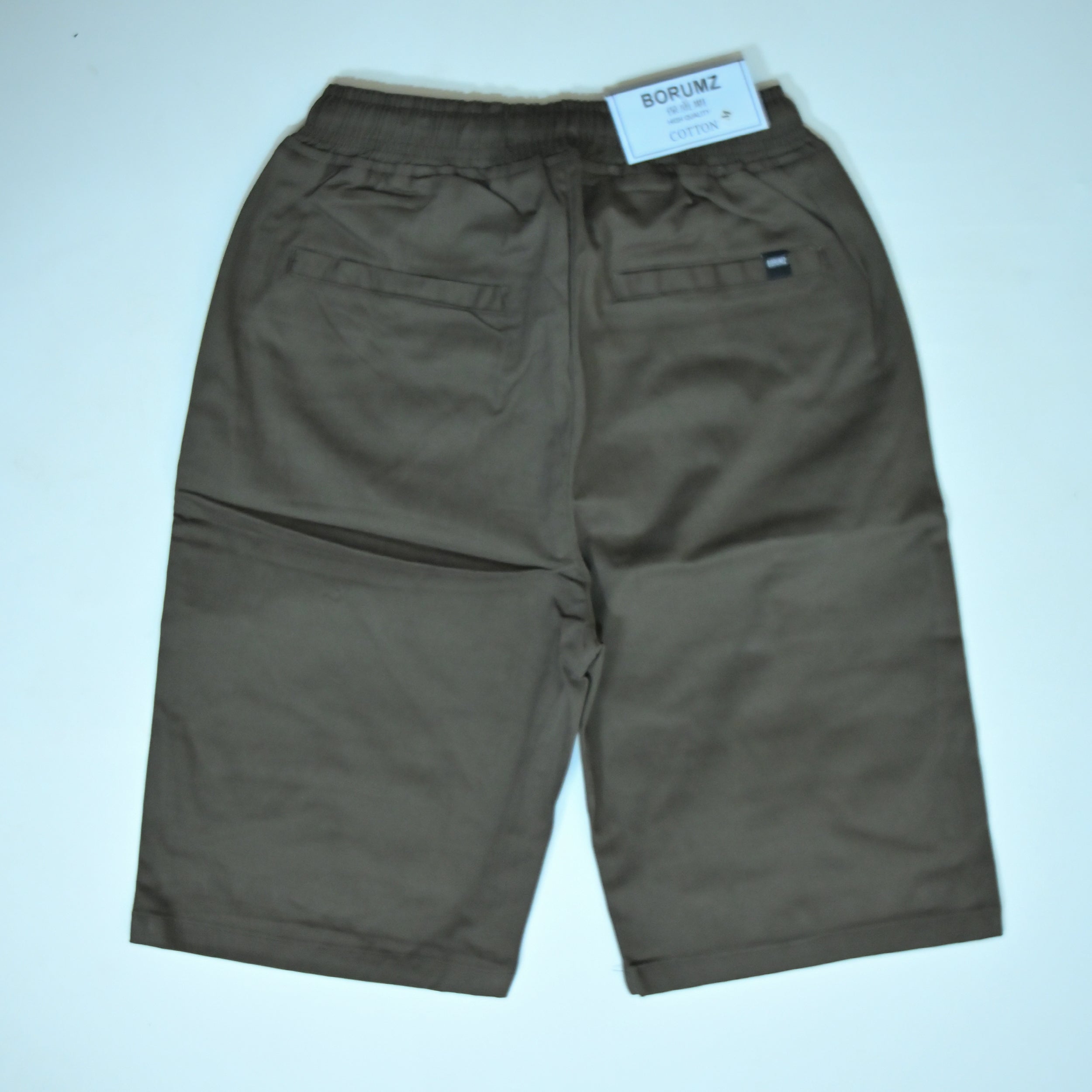 Cotton Twill Drawstring Shorts – Olive Brown