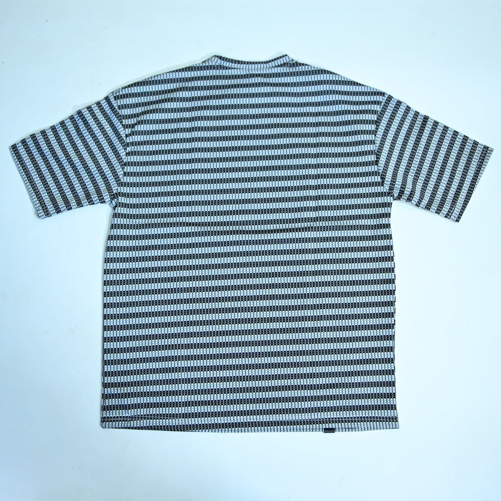 Textured Knit Stripe Drop Shoulder T-Shirt – Black & White