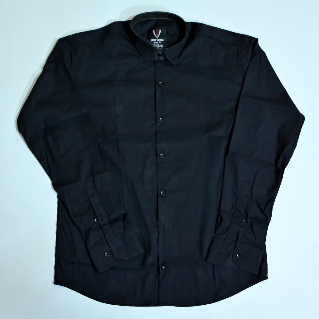 Black Regular Fit Semi-Formal Shirt