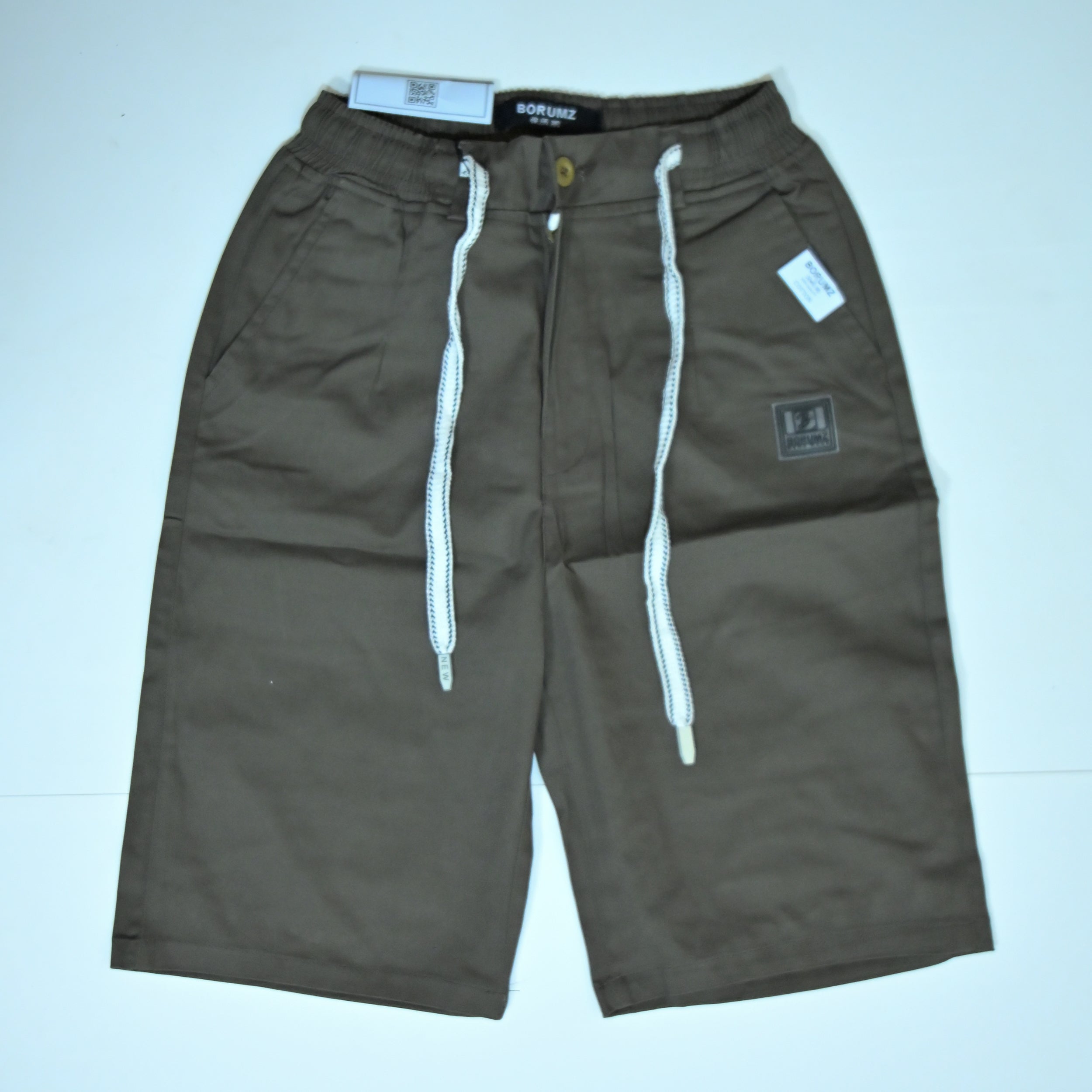 Cotton Twill Drawstring Shorts – Olive Brown