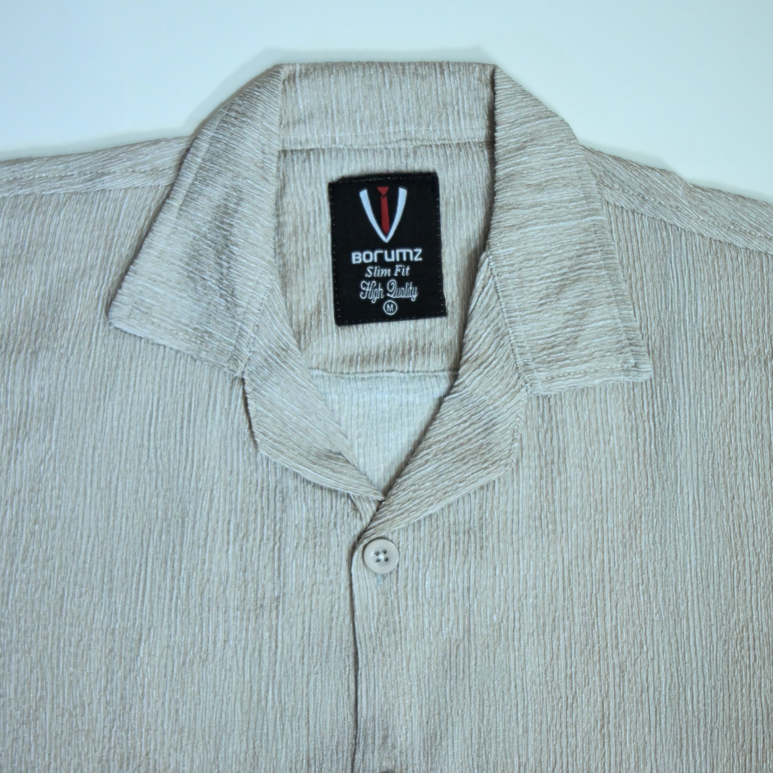 Sand Grey Textured Semi-Formal Shirt | Boxy fit | Unisex