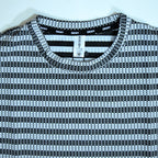 Textured Knit Stripe Drop Shoulder T-Shirt – Black & White