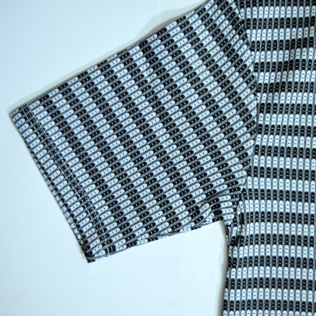 Textured Knit Stripe Drop Shoulder T-Shirt – Black & White