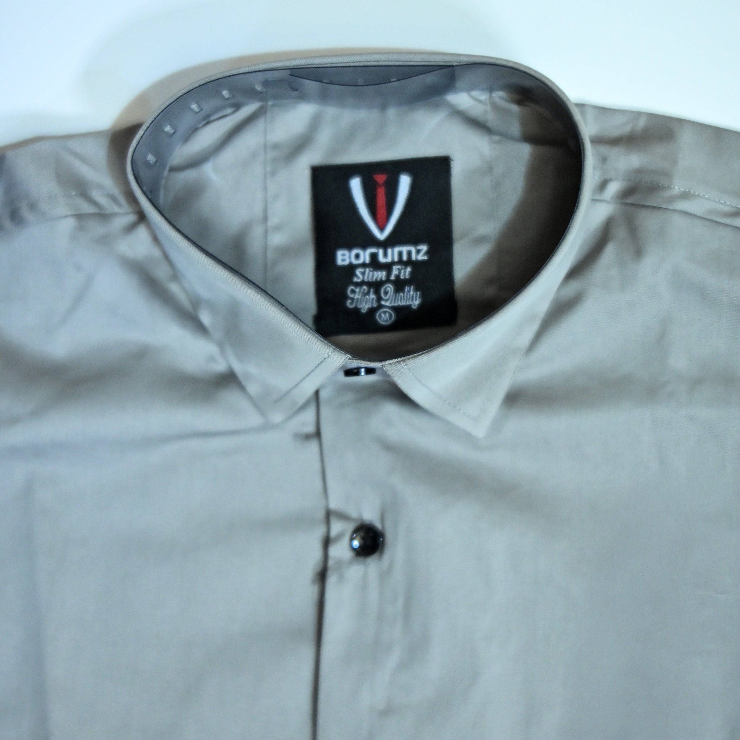 Stone Grey Regular Fit Semi-Formal Shirt
