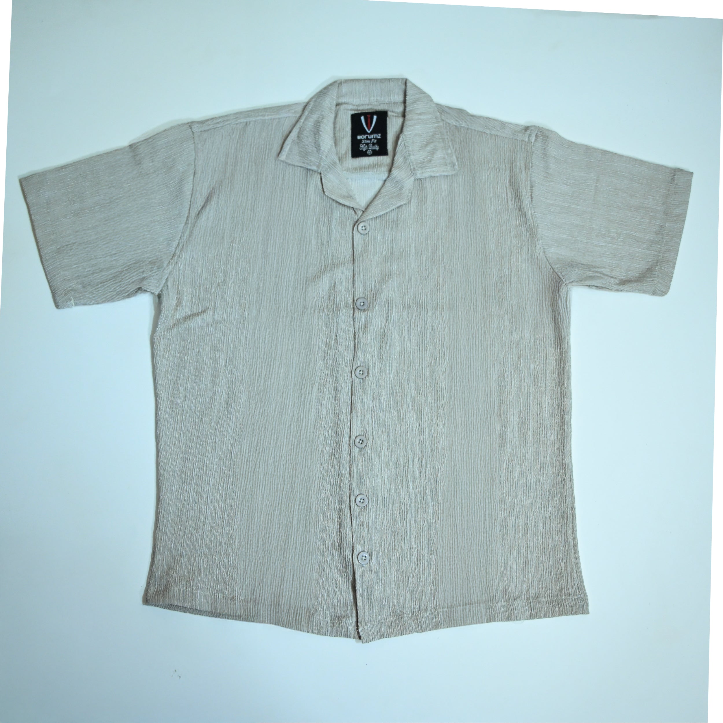 Sand Grey Textured Semi-Formal Shirt | Boxy fit | Unisex