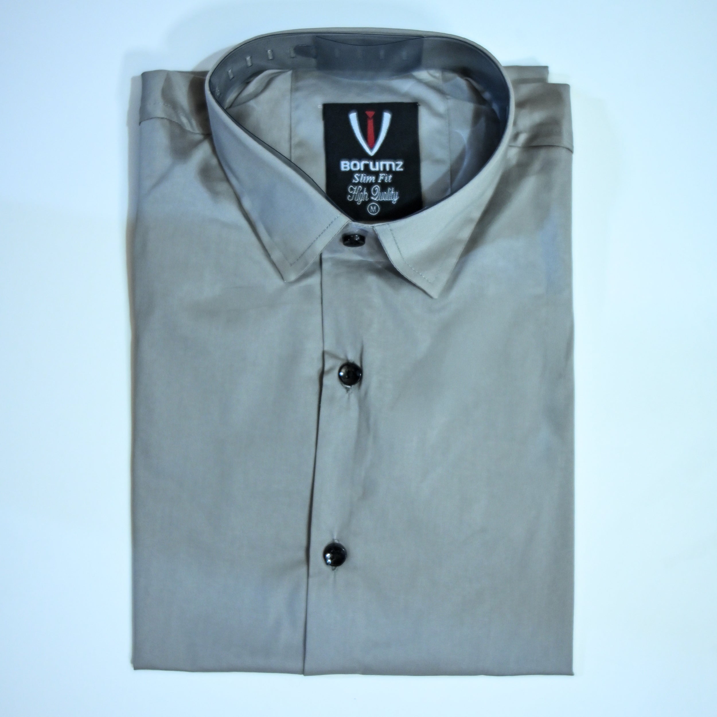 Stone Grey Regular Fit Semi-Formal Shirt