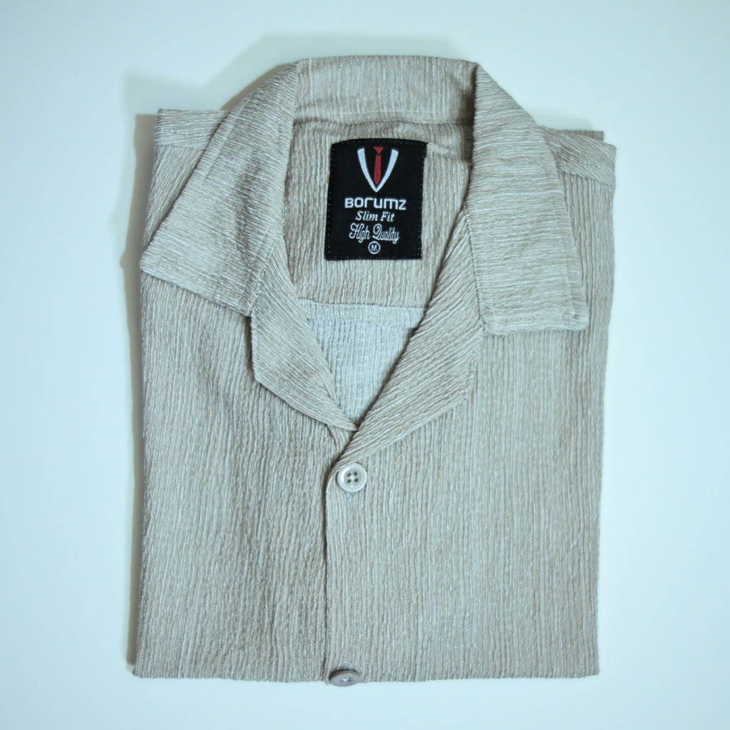 Sand Grey Textured Semi-Formal Shirt | Boxy fit | Unisex