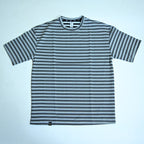 Textured Knit Stripe Drop Shoulder T-Shirt – Black & White