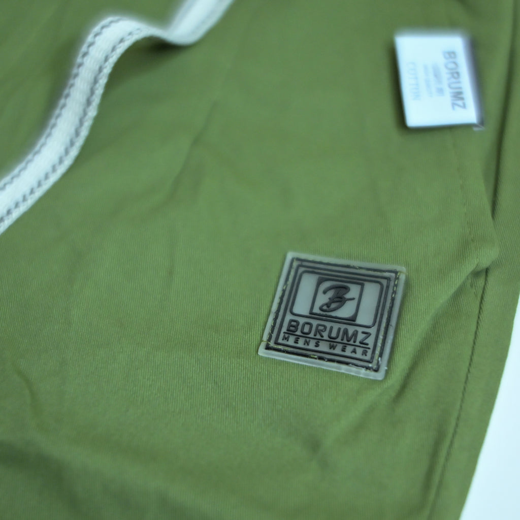 Cotton Twill Drawstring Shorts – Olive Green
