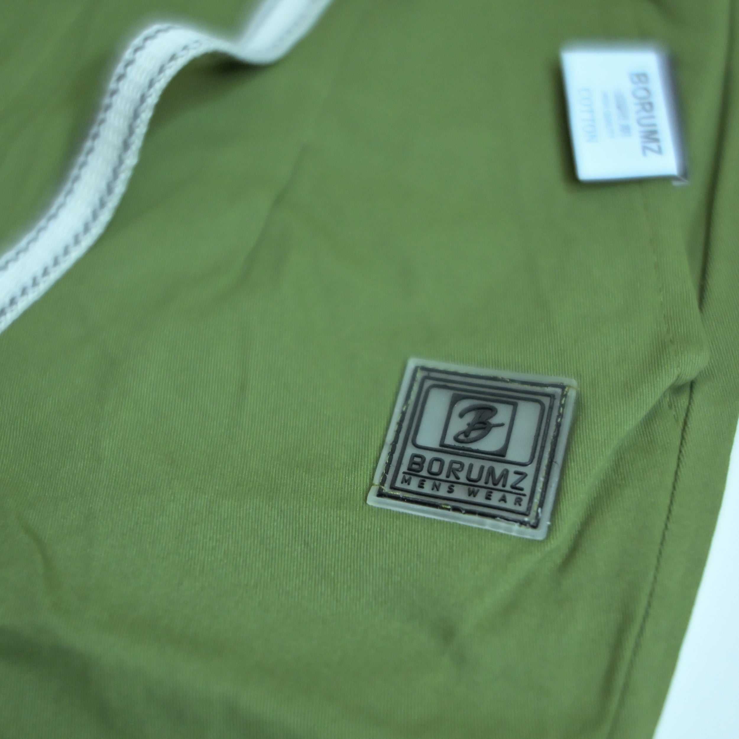 Cotton Twill Drawstring Shorts – Olive Green