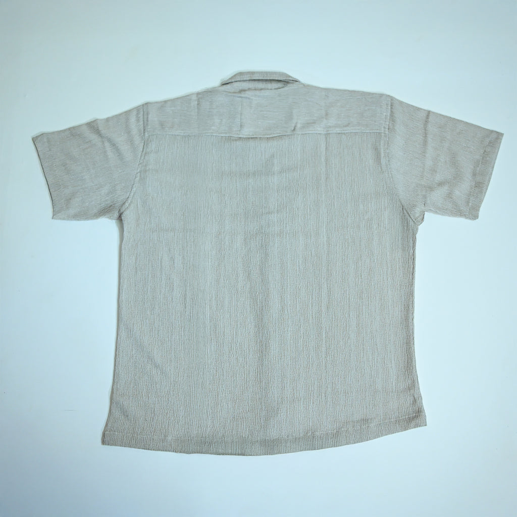 Sand Grey Textured Semi-Formal Shirt | Boxy fit | Unisex