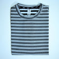 Textured Knit Stripe Drop Shoulder T-Shirt – Black & White