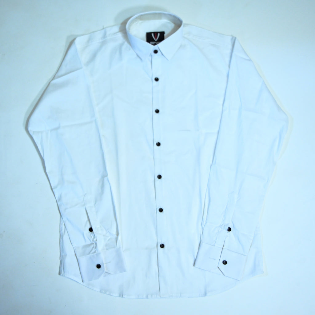 White Regular Fit Semi-Formal Shirt