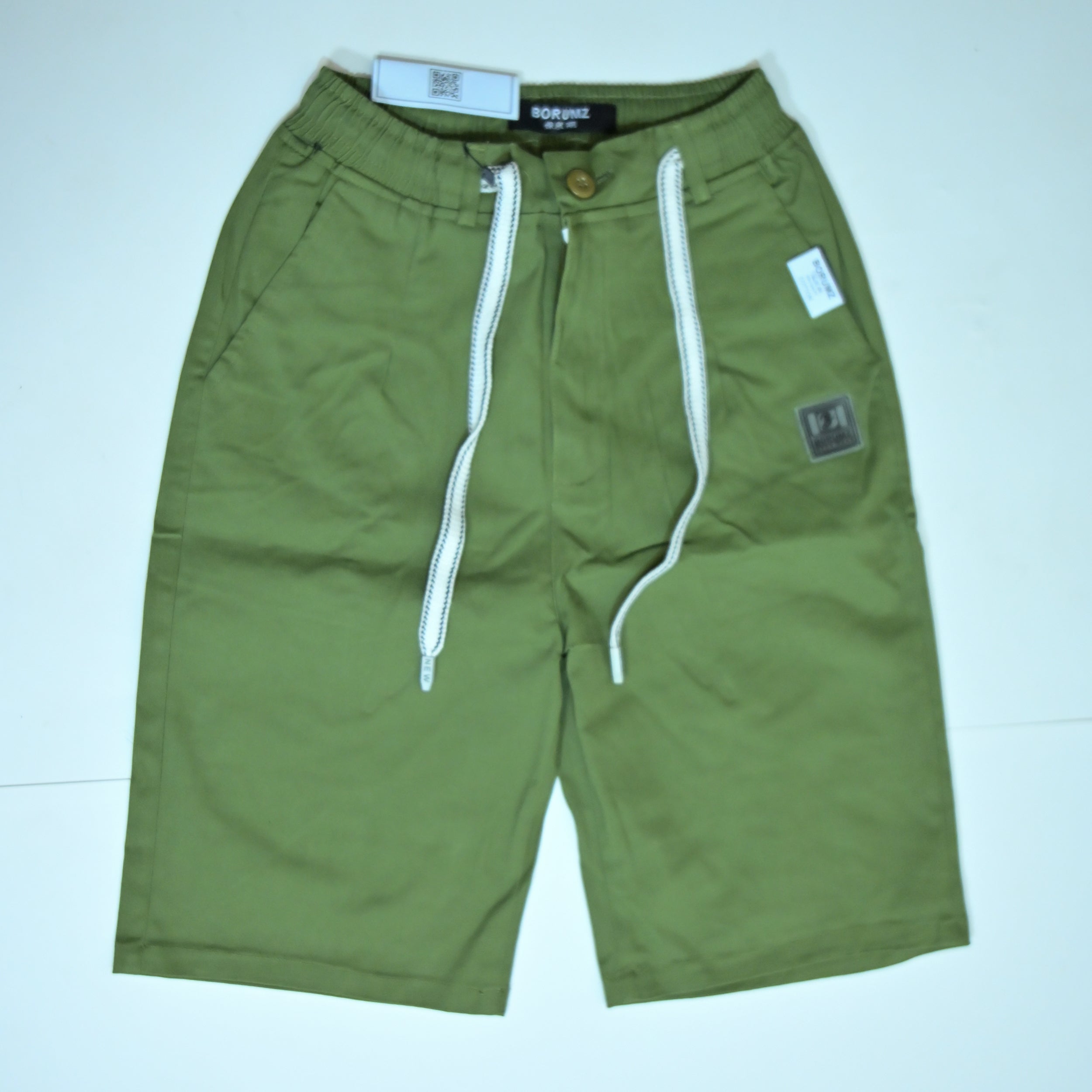 Cotton Twill Drawstring Shorts – Olive Green