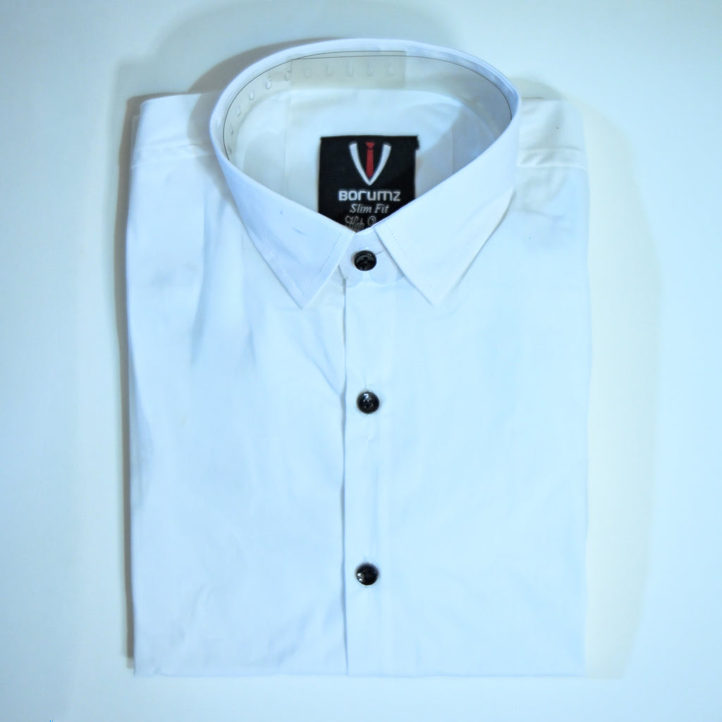 White Regular Fit Semi-Formal Shirt
