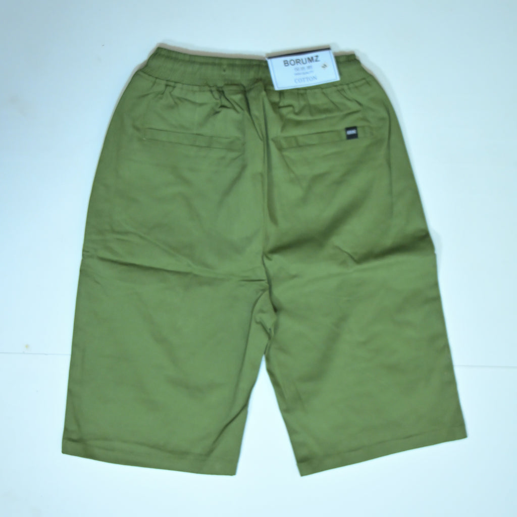 Cotton Twill Drawstring Shorts – Olive Green