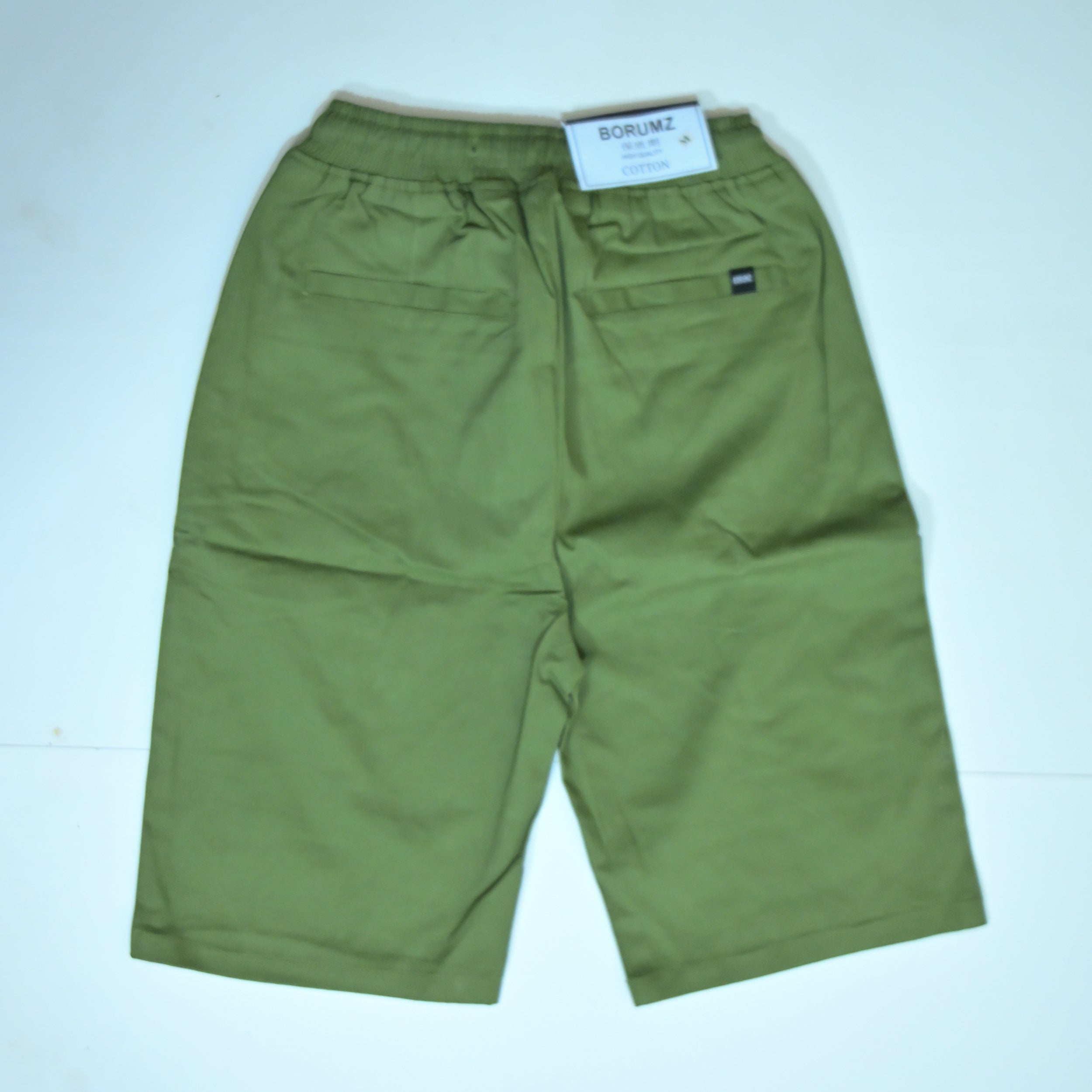 Cotton Twill Drawstring Shorts – Olive Green