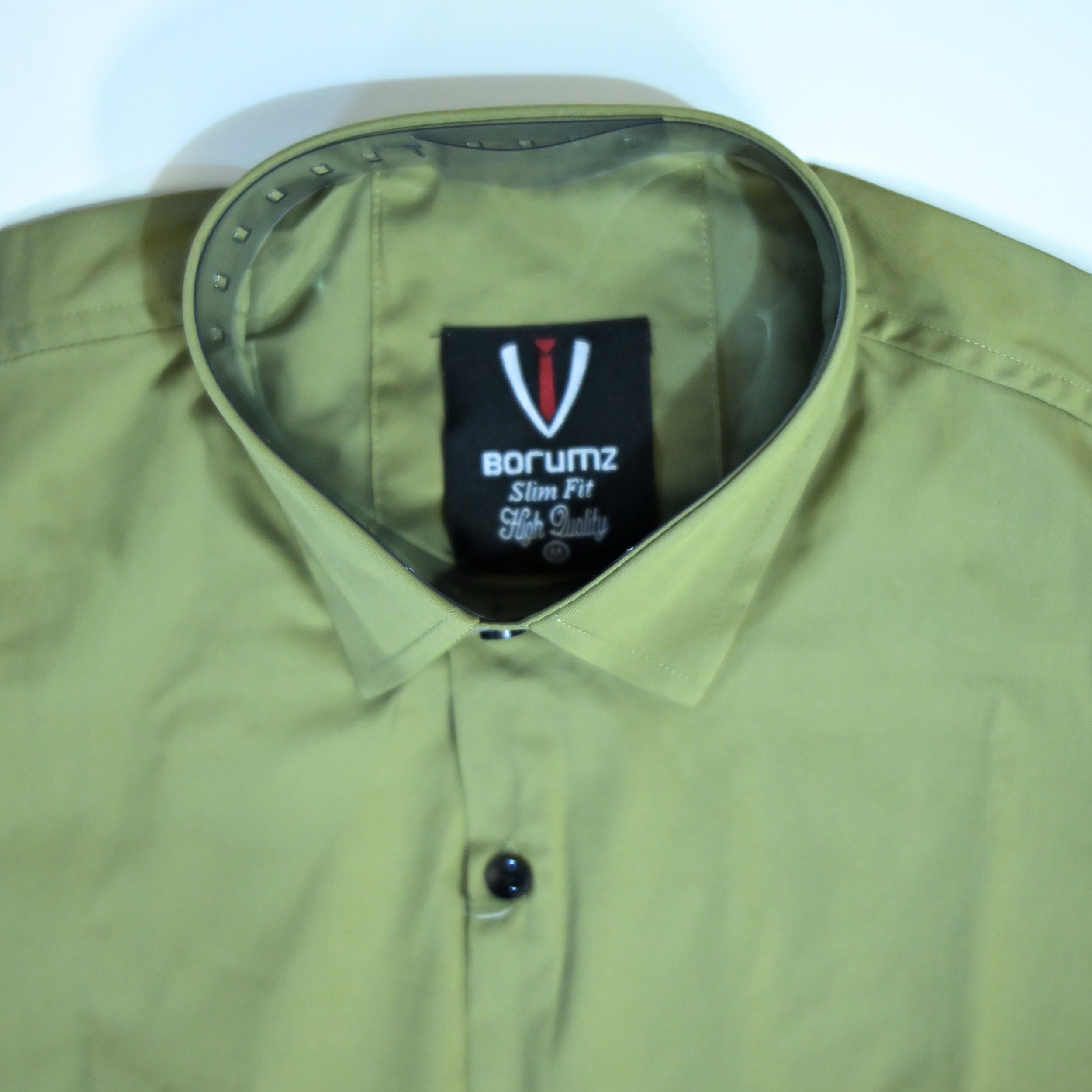 Olive Green Regular Fit Semi-Formal Shirt