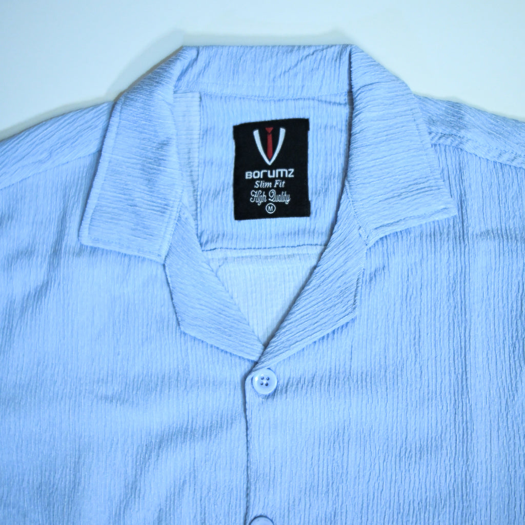 Sky Blue Textured Semi-Formal Shirt | Boxy fit | Unisex
