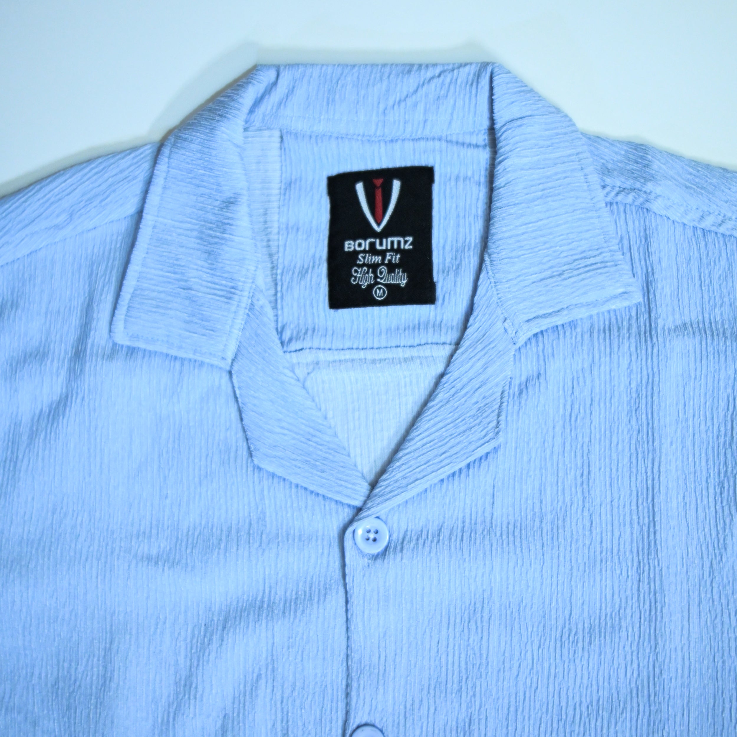 Sky Blue Textured Semi-Formal Shirt | Boxy fit | Unisex