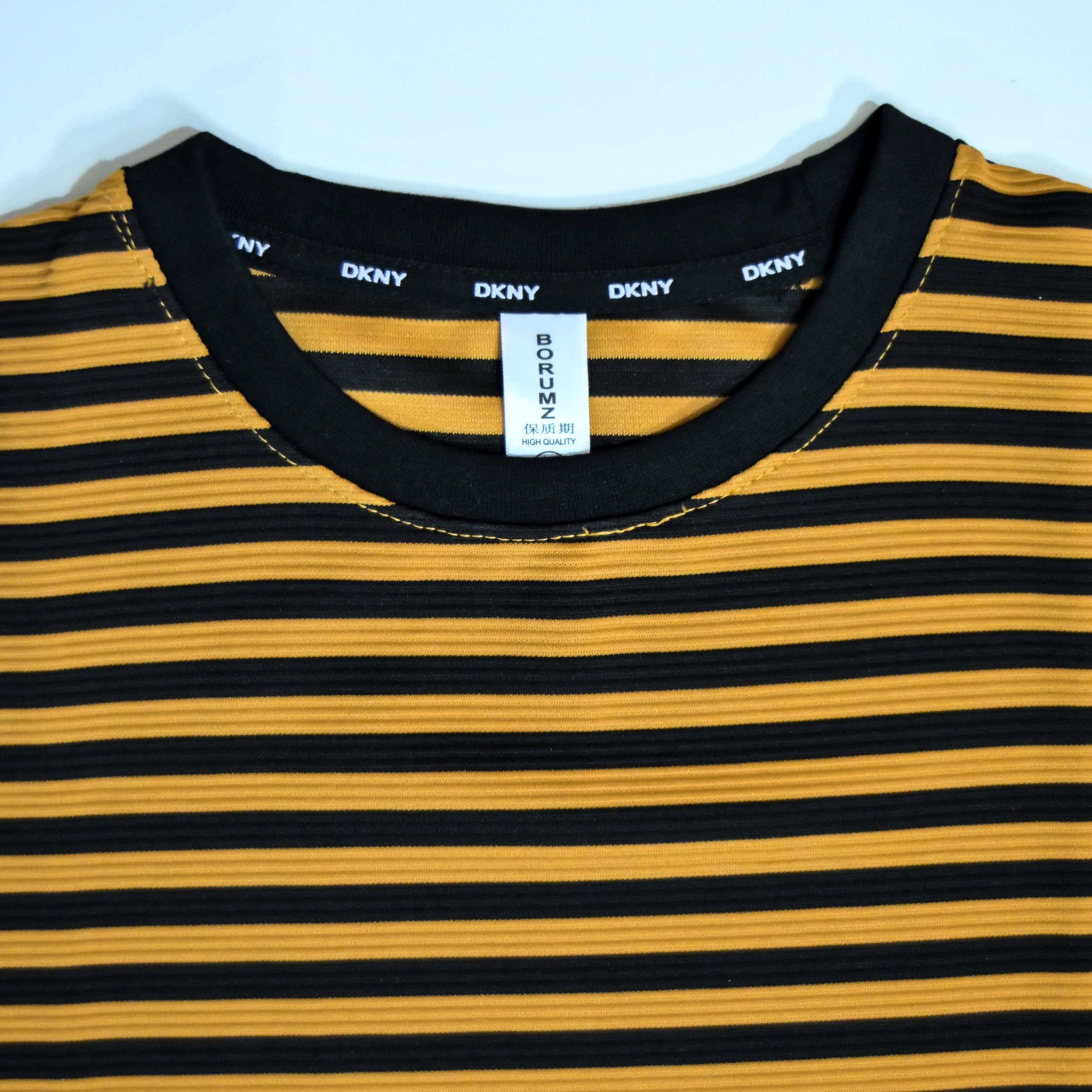 Mustard & Black Striped Drop Shoulder T-Shirt