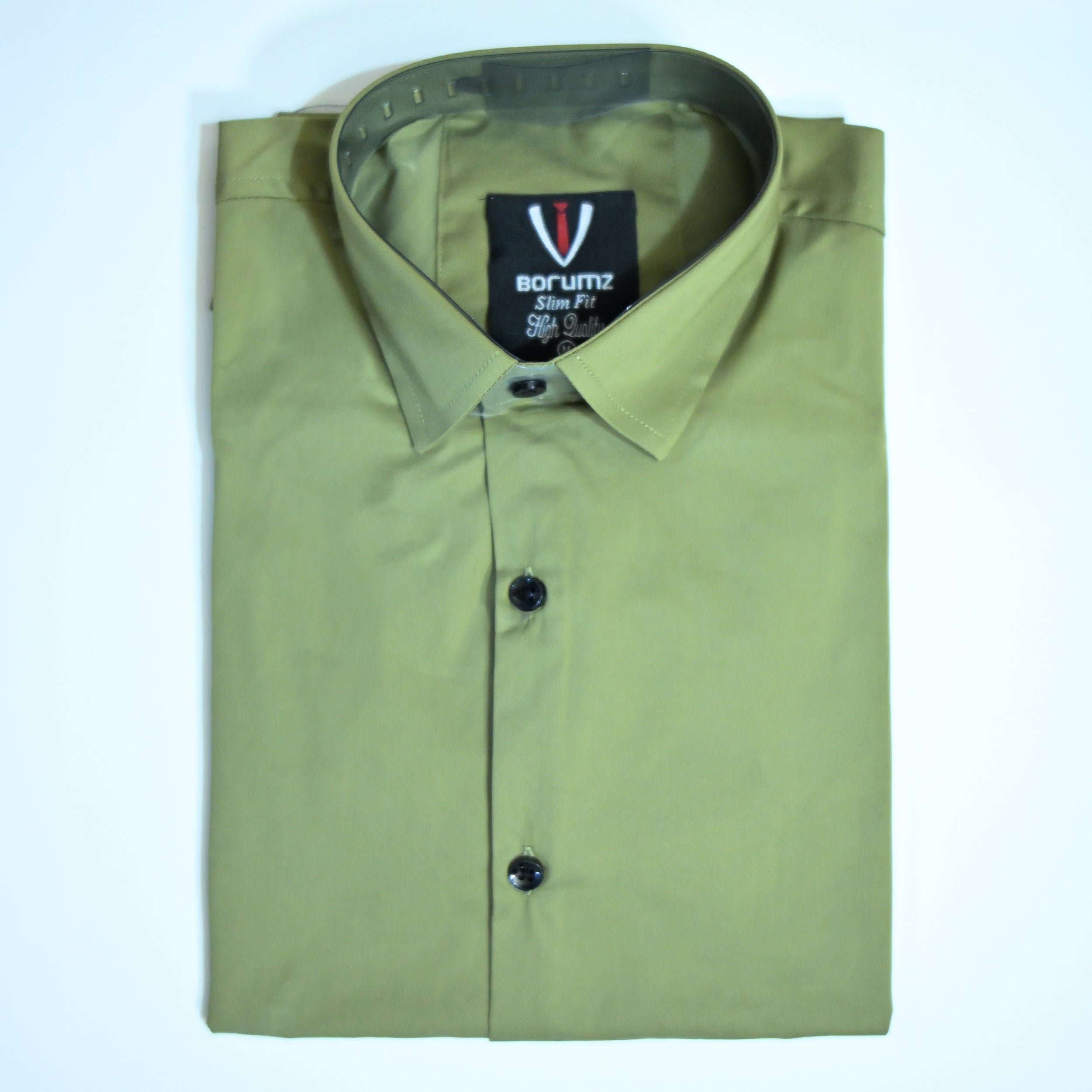 Olive Green Regular Fit Semi-Formal Shirt
