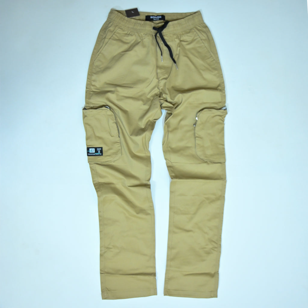 Khaki Cotton Cargo Pants | Regular Fit Utility Trousers