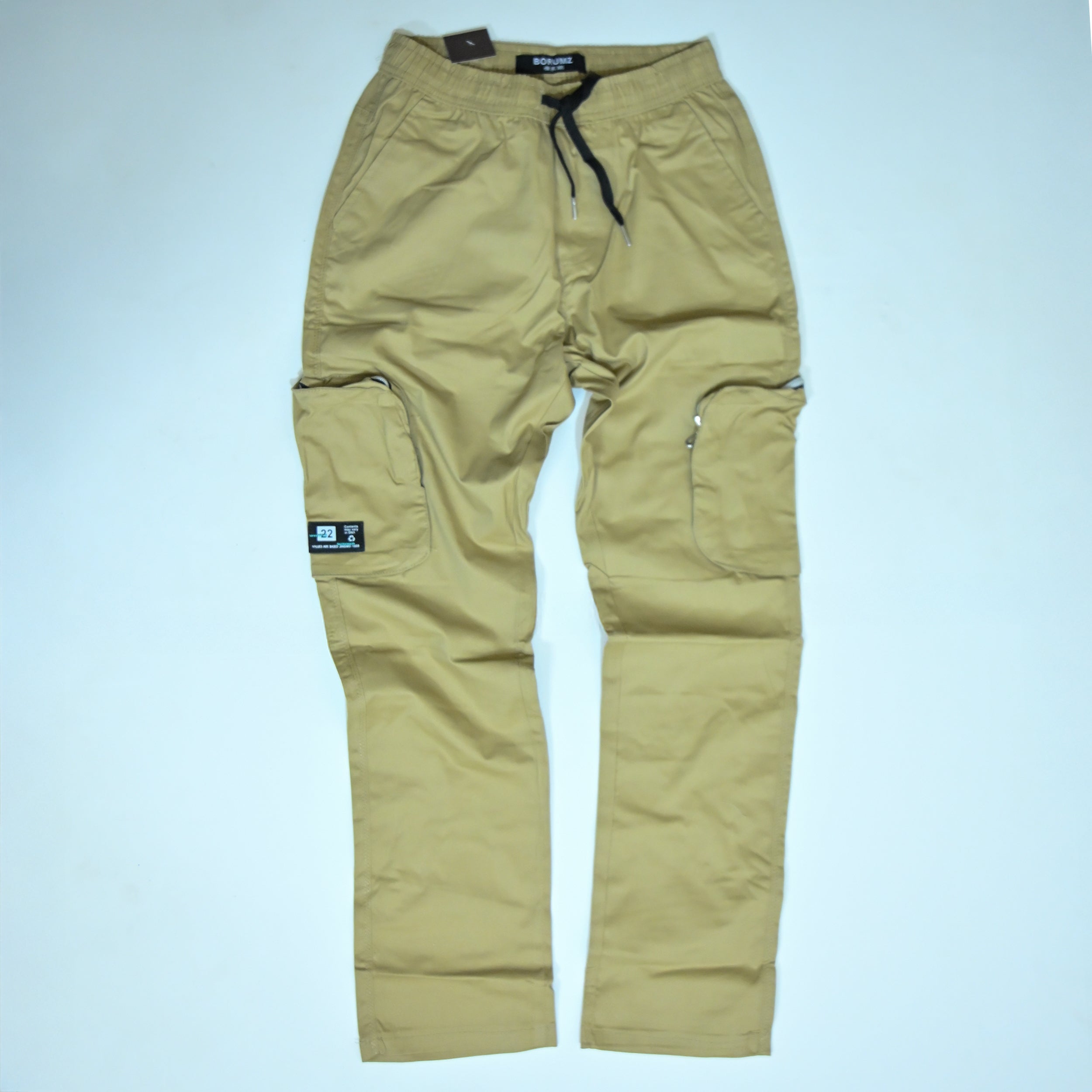 Khaki Cotton Cargo Pants | Regular Fit Utility Trousers