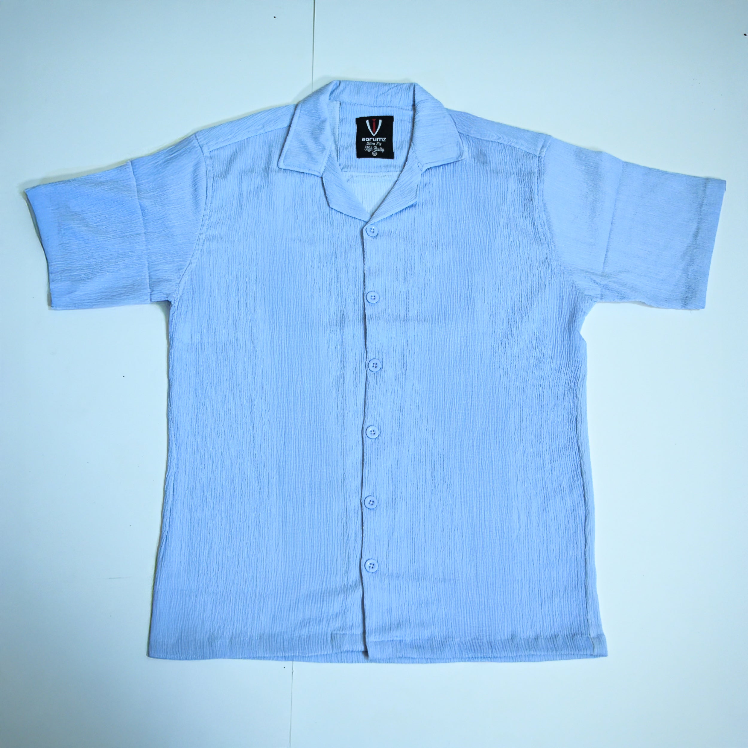 Sky Blue Textured Semi-Formal Shirt | Boxy fit | Unisex