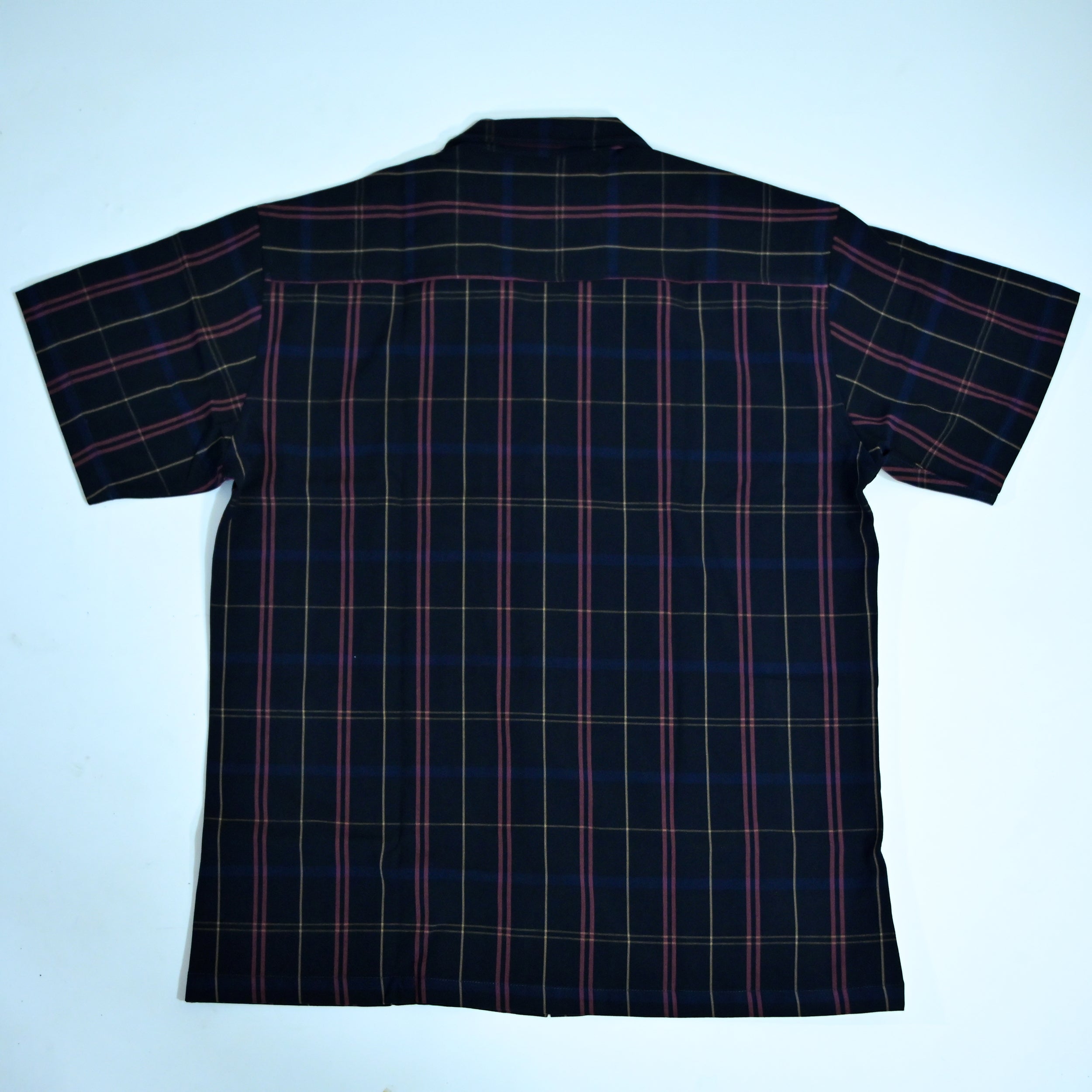 Navy Checkered Resort Collar Shirt