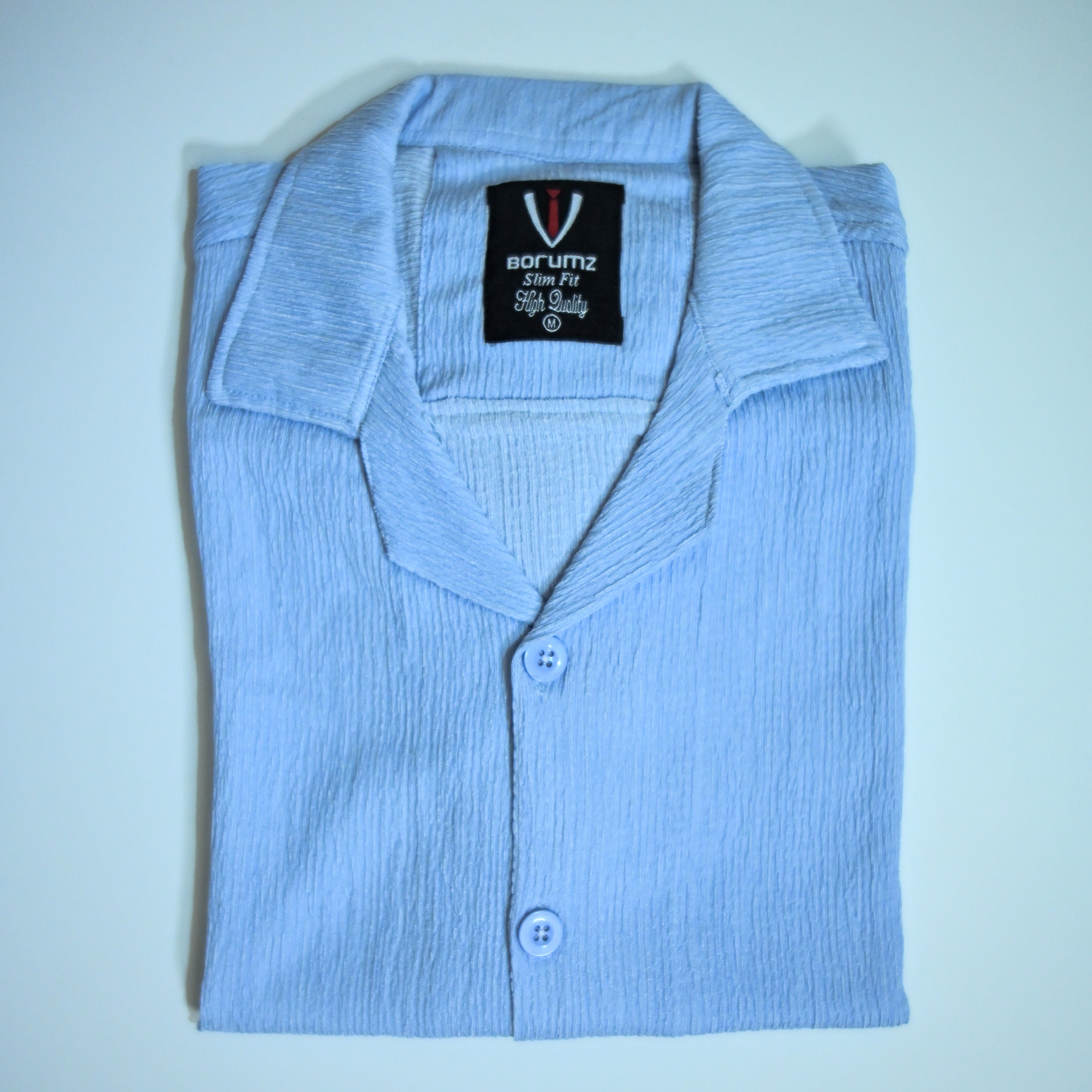 Sky Blue Textured Semi-Formal Shirt | Boxy fit | Unisex