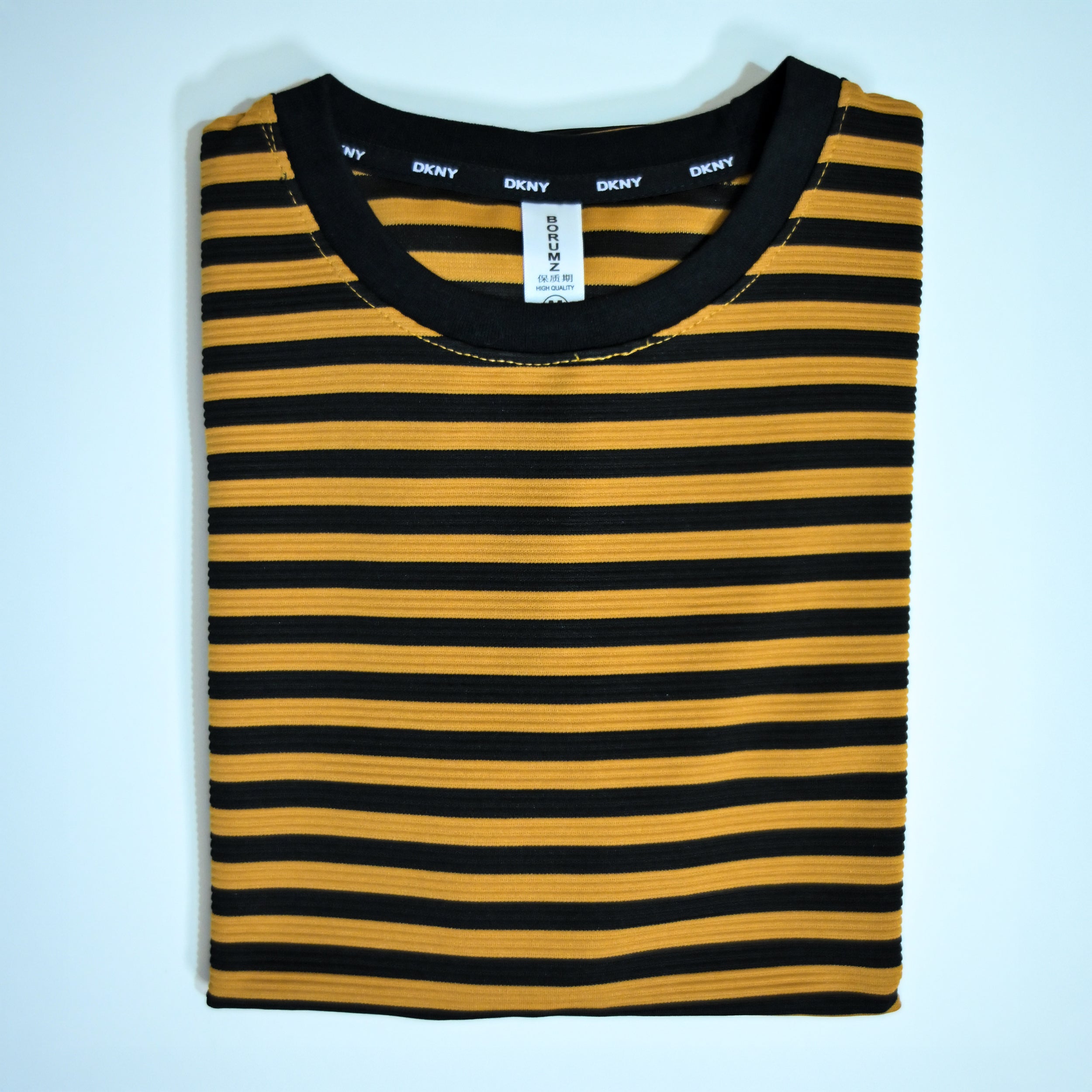 Mustard & Black Striped Drop Shoulder T-Shirt