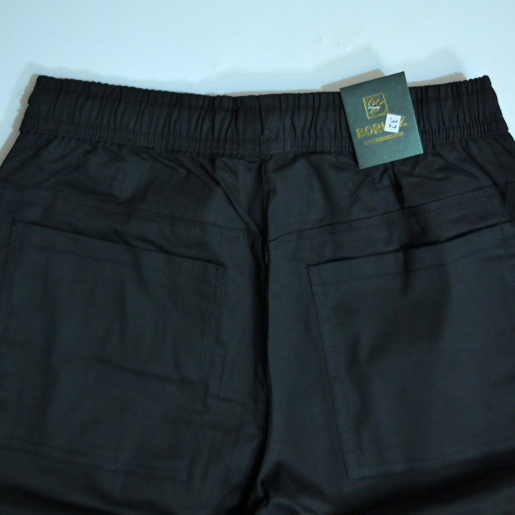 Black Cotton Cargo Pants | Regular Fit Utility Trousers