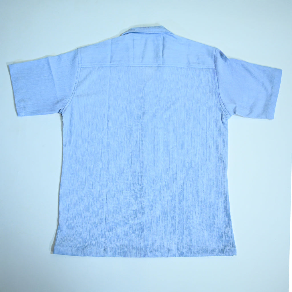 Sky Blue Textured Semi-Formal Shirt | Boxy fit | Unisex
